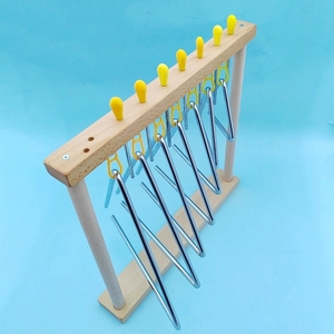 Juego de Percusión Triangular de Acero Graduado en 7 Tamaños con Soporte de Madera para Niños, Instrumento Rítmico Orff para el Aula - Product Image 5