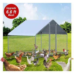 Recinto per Animali Domestici, Gabbia Grande in Metallo per Conigli e Anatre, Pollaio Esterno con Recinzione per Galline e Pollame - Product Image 3