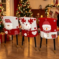 Décorations de Noël en gros : Housse de chaise tricotée rouge et blanche, style Père Noël et Bonhomme de neige, style européen et américain, en polyester