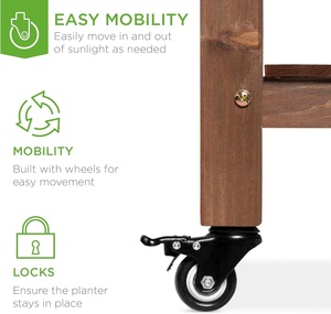 <span class=keywords><strong>Jardinière</strong></span> surélevée mobile <span class=keywords><strong>en</strong></span> <span class=keywords><strong>bois</strong></span> de design classique, <span class=keywords><strong>en</strong></span> <span class=keywords><strong>bois</strong></span> de sapin, avec trous de drainage, tables latérales pliantes et système de verrouillage - Product Image 3