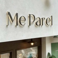Lettres rétroéclairées en acier inoxydable brossé, enseigne souple avec logo pour la décoration murale de restaurant chinois, hôtel ou réception.