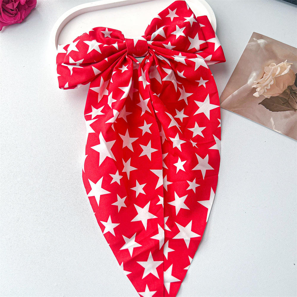 Bow ribbon spring clip-red