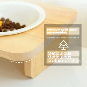 Comedero de Cerámica para Mascotas, Comedero Elevado para Gatos, Comederos para Mascotas con Soporte de Madera de Roble, Comedero de Cerámica para Mascotas, 5 Comederos Inclinados para Agua, Aptos para Microondas - Product Image 2