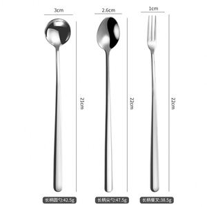 Tenedor agitador de mango largo de café de acero 304, postre grueso de hielo creativo, cuchara de condimento elegante de miel - Product Image 5