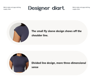 XW-DDX8799 Phong Cách Mới Mùa Hè Mềm Mại Thời Trang Màu Rắn Nhỏ Bay Tay Áo Thiết Kế Cô Gái Phòng Tập Thể Dục Quần Áo Phụ Nữ Thể Thao Yoga Áo Ngực Hàng Đầu - Product Image 3