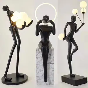 Lámpara de pie de personaje de estatua, Art Deco, de pie, Simple, moderna, mesita de noche, sala de estar, tienda de ropa, luz de resina para Hotel