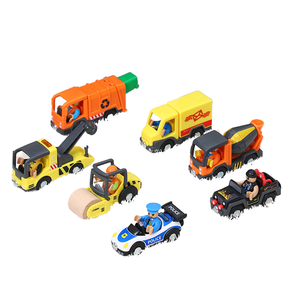 <span class=keywords><strong>Voiture</strong></span> de police en plastique moulé sous pression à inertie avec <span class=keywords><strong>remorque</strong></span>, compatible avec la piste de train en bois Thomas, jouet Little Man - Product Image 4