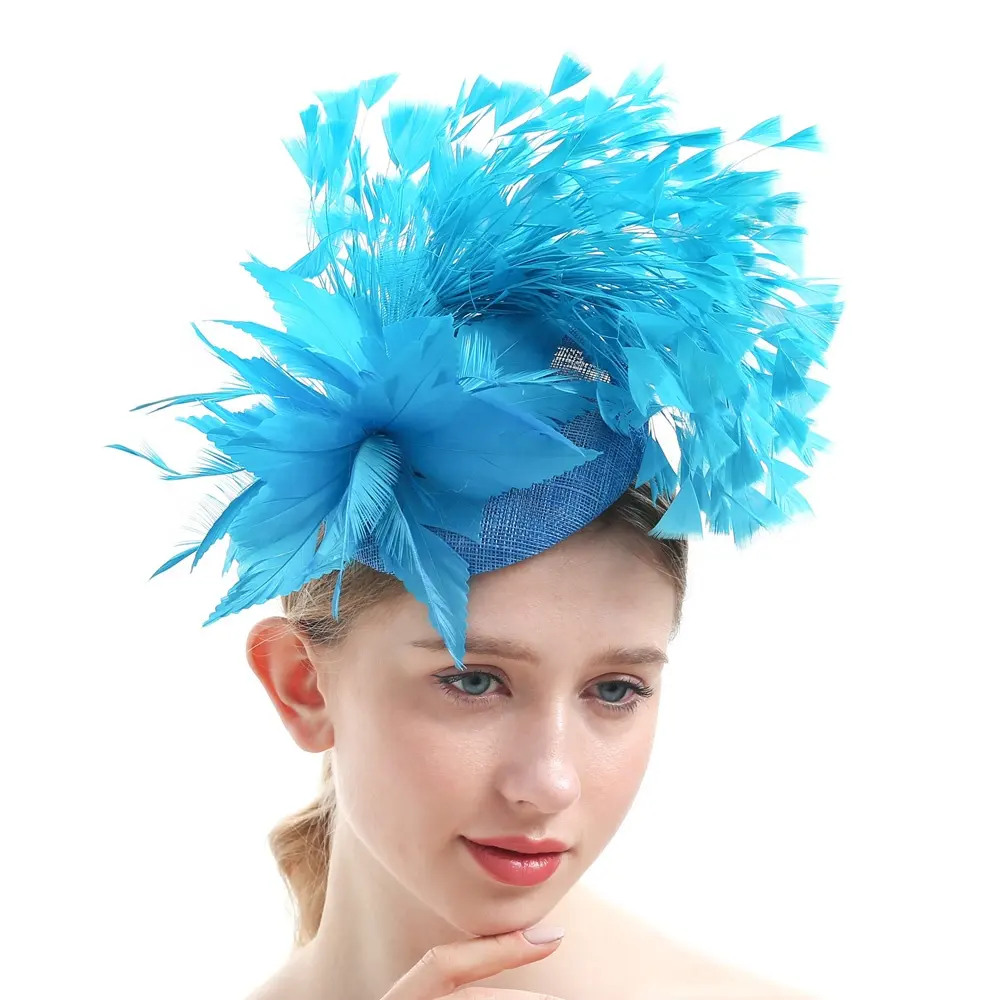 ผู้หญิงเคนตี้เดอร์บี้ขนนกโบสถ์หมวก Sinamay ค็อกเทลชุด Fascintor Headwear