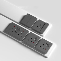 Interrupteurs et prises électriques muraux en panneau noir mat standard UK EU 13A 220V 45A