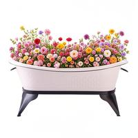 Pot de fleurs en fer en forme de baignoire, écologique, durable, avec revêtement en poudre, moderne, pour extérieur, avec support à poignée, pour jardin et salon