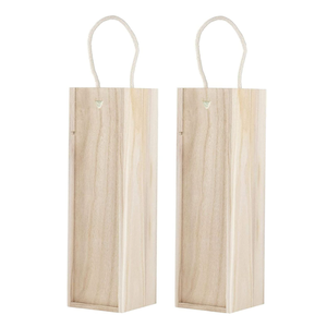 Wooden wine box-2-piece single wine bottle wooden storage gift box with handle, suitable for birthday parties, housewarming, wed