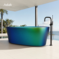 Baignoire autoportante en acrylique couleur personnalisée, 67 pouces, forme ovale, portable avec drain, baignoire profonde pour salle de bain à domicile, facile à nettoyer