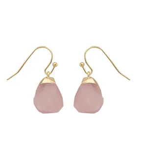Wholesale custom original irregular natural stone quartz amethyst healing crystal drop earrings for women