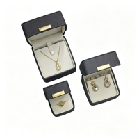 Boîte à bijoux rectangulaire de luxe en cuir, étui d'emballage haut de gamme pour bijoux, organisateur de rangement pour colliers et bagues, présentoir de vente au détail