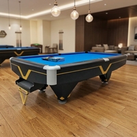 Kommerzieller Massivholz-Billardtisch 8/9 Fuß Echtes Leder-Taschenleerungssystem Snooker- & Billardtisch mit Ballrücklaufsystem Anpassbar