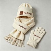 Ensemble 3 pièces bonnet, écharpe et gants tricotés chauds pour l'hiver, accessoires thermiques pour adultes pour l'extérieur