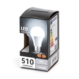 Lampadina LED A60 E27 6W 6500K, luce fredda, alta efficienza energetica e lunga durata, ideale per illuminazione generale e risparmio energetico - Product Image 1
