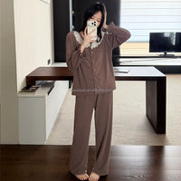 Pyjama pour femmes, saison automne/hiver, cachemire, élégant, dentelle blanche, vêtements de nuit décontractés, tricot doux, 2 pièces, vêtements de nuit