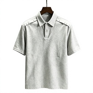 เสื้อเจอร์ซีย์แขนสั้นสีเทาสำหรับผู้ชาย ผ้าถักลำลอง 100% ผ้าฝ้าย ระบายอากาศได้ดี กันยับ สีพื้น ติดกระดุมด้านหน้า ทรงปกติ - Product Image 6
