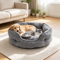 Coussin Apaisant Rond pour Animaux de Compagnie (Chats et Chiens) OEM ODM – Anti-Anxiété, Velours Doux, Confortable, Base Antidérapante, Lavable