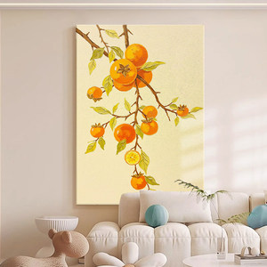 Creamy Persimmon Branches <b>Fruit</b> Landscape Hand Painted Oil <b>Painting</b> 60x90cm No Frame Modern Minimalist Living Room Decor - Product Image 2