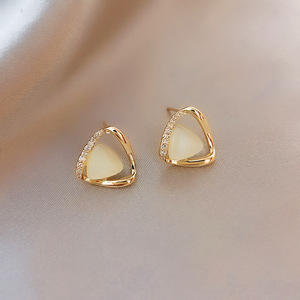 Boucles d'oreilles <span class=keywords><strong>solitaires</strong></span> pour femmes, en argent, style tendance, haut de gamme, avec diamants, effet goutte d'huile, style niche, élégantes, légères et luxueuses, QC001 - Product Image 6