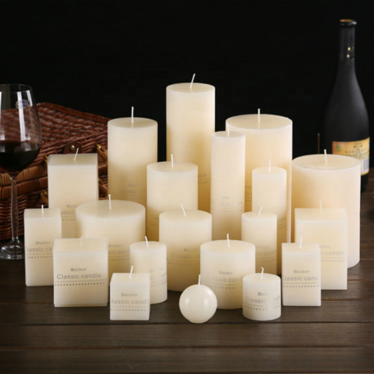 factory wholesale paraffin unscented large white pillar candle custom