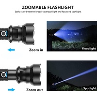 Lampes de poche LED HFBH haute puissance XHP70.2 rechargeables par USB, télescopiques, zoomables, avec affichage de la puissance, lampe torche à main, Ni-mh