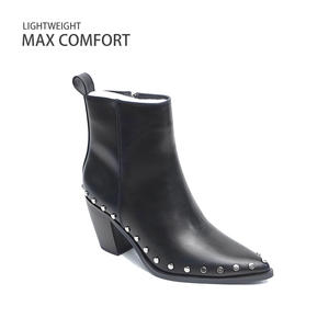 Nouvelles bottes pour femmes à bout pointu, style européen et américain, avec fermeture éclair latérale, chaussures à talon moyen tendance - Product Image 5