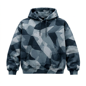 Sweat-shirt à capuche pour homme, imprimé géométrique, coupe classique, avec poche, décontracté, pour l'automne, 100% polyester, tissu FRENCH TERRY tricoté - Product Image 1