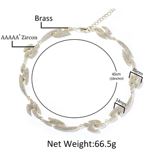 Bijoux Hip <span class=keywords><strong>Hop</strong></span> de style européen et américain avec chaîne d'extension bijoux de mode en laiton CZ collier plaqué or pour hommes femmes - Product Image 2