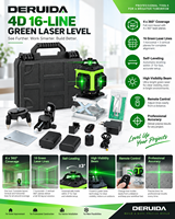DERUIDA Niveau laser vert auto-nivelant 12 lignes, rotatif à 360 degrés, avec support de plateforme élévatrice et kit d'accessoires