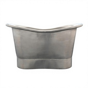 อ่างอาบน้ำสแตนเลสสตีลแบบตั้งพื้น ดีไซน์ลายตอกแบบแฮนด์เมด ยี่ห้อ Matt Silver Finishing ราคาถูกในอินเดีย - Product Image 1