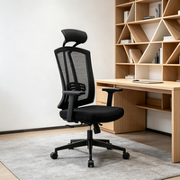 Meilleures ventes 360 ° Chaise de bureau pivotante à dossier haut en maille avec appui-tête en PU et vérin à gaz
