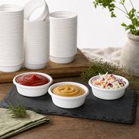 Bol en bagasse blanc personnalisé avec logo, petit, jetable, écologique, biodégradable, en vrac, pour sauces et snacks