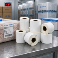 Label Pendingin Rantai Dingin Suhu Rendah 2x1 3x2 4x2 4x3 4x4 4x6 4x8 Inci Label Sintetis Termal untuk Freezer PP BOPP Label Termal Pengiriman Beku