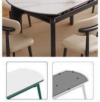 Table à manger extensible carrée avec plateau en ardoise, pieds en bois noir, style moderne et luxueux, pour restaurant