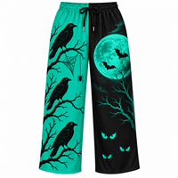 Pantalon large décontracté pour femme, imprimé citrouille, fantôme, chauve-souris, squelette, taille élastique avec cordon de serrage, idéal pour Halloween
