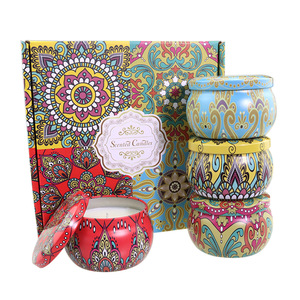 Juego de mini latas aromáticas, vela de cera de soja natural, velas perfumadas, regalos de boda, paquete de 4 Uds., gran oferta - Product Image 1