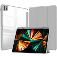 Pour ipad pro 12.9 2022 étui transparent tactile stylo fente étui en cuir intelligent pour ipad pro 12.9 2022/2021/2020/2018