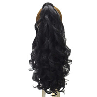 Nouveautés Haute Température Chaleur Synthétique Vague Libre Naturelle Clip Extension de Cheveux Queue de Cheval à Cordon Enroulable