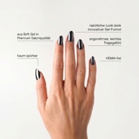 Faux ongles en gel souple réutilisables à presser, effet chrome perle noire, taille moyenne, ronds, pour marque privée