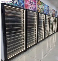 Maxsen Vollschwarze, Robuste, Umweltfreundliche Metall-Wandvitrine mit LED-Beleuchtung für Sammelkarten in TCG-Geschäften