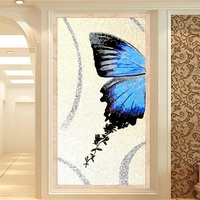Mosaïque murale en céramique bleue sur mesure, motif paon moderne, carreaux de parquet, 4 mm, pour murs intérieurs d'hôtel, certifiée CE