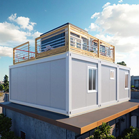 Maison conteneur mobile modulaire préfabriquée détachable de 40 pieds, alimentée à l'énergie solaire, pour hôtel, villa, avec panneaux sandwich en kit et design moderne