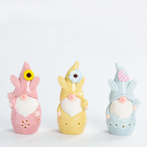 Statue de gnome de poterie en porcelaine Hotsale avec décoration d'oreille de lapin pour Pâques - Product Image 6