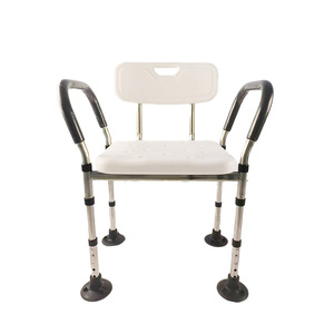 Chaise de bain pour personnes âgées, siège de douche antidérapant en acier inoxydable avec support dorsal et accoudoirs, capacité de 250 kg, sécurité dans la salle de bain - Product Image 1