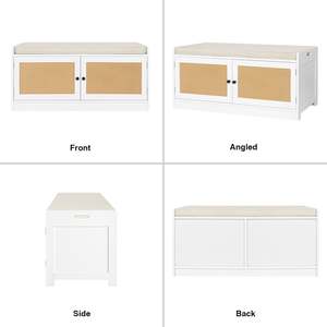 Có Thể Điều Chỉnh Gỗ Giày Băng Ghế Dự Bị Với Lưu Trữ Tủ 2-Cửa Mây Chỗ Ngồi Đệm Lưu Trữ Băng Ghế Dự Bị Với Có Thể Điều Chỉnh Kệ - Product Image 4