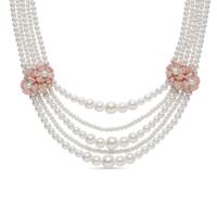 Collier ras de cou en laiton plaqué or 18 carats de luxe avec perles en zircon et motif de fleur rose pour les occasions commémoratives des femmes
