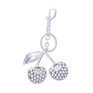 Porte-clés Bling en métal cerise avec strass étincelants, pendentif pour sac en cuir, breloque pour sac, anneau porte-clés - Product Image 3